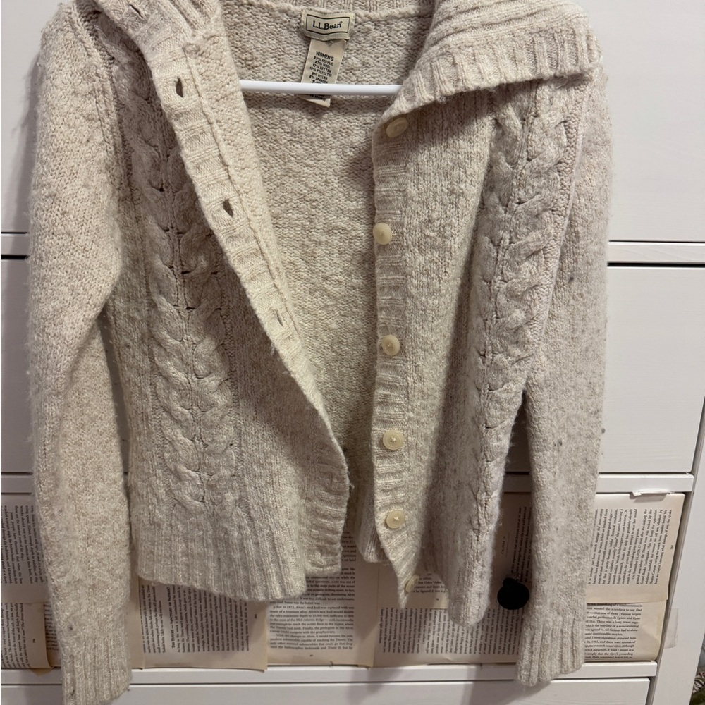 L.L. Bean Women's Cream Cable Knit Sweater